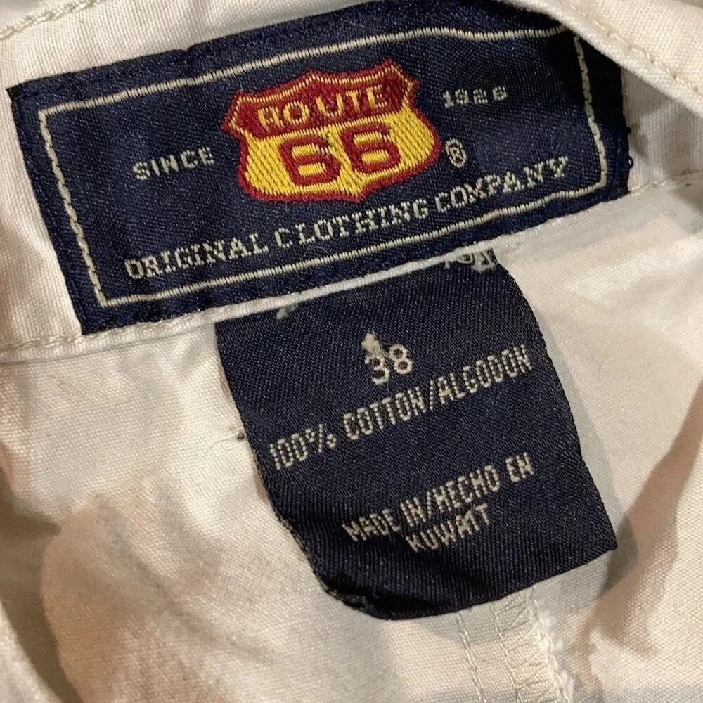 Route 66‎ Mens Beige Khaki Shorts Size 38 Cotton Flat Front Casual Chino Shorts